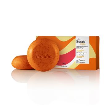 SABONETE EM BARRA ESFOLIANTE ENERGIA FLOR DE GENGIBRE E TANGERINA C/2 90g
