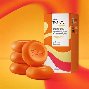 TODODIA ENERGIA SABONETE BARRA FLOR DE GENGIBRE E TANGERINA 90gx5