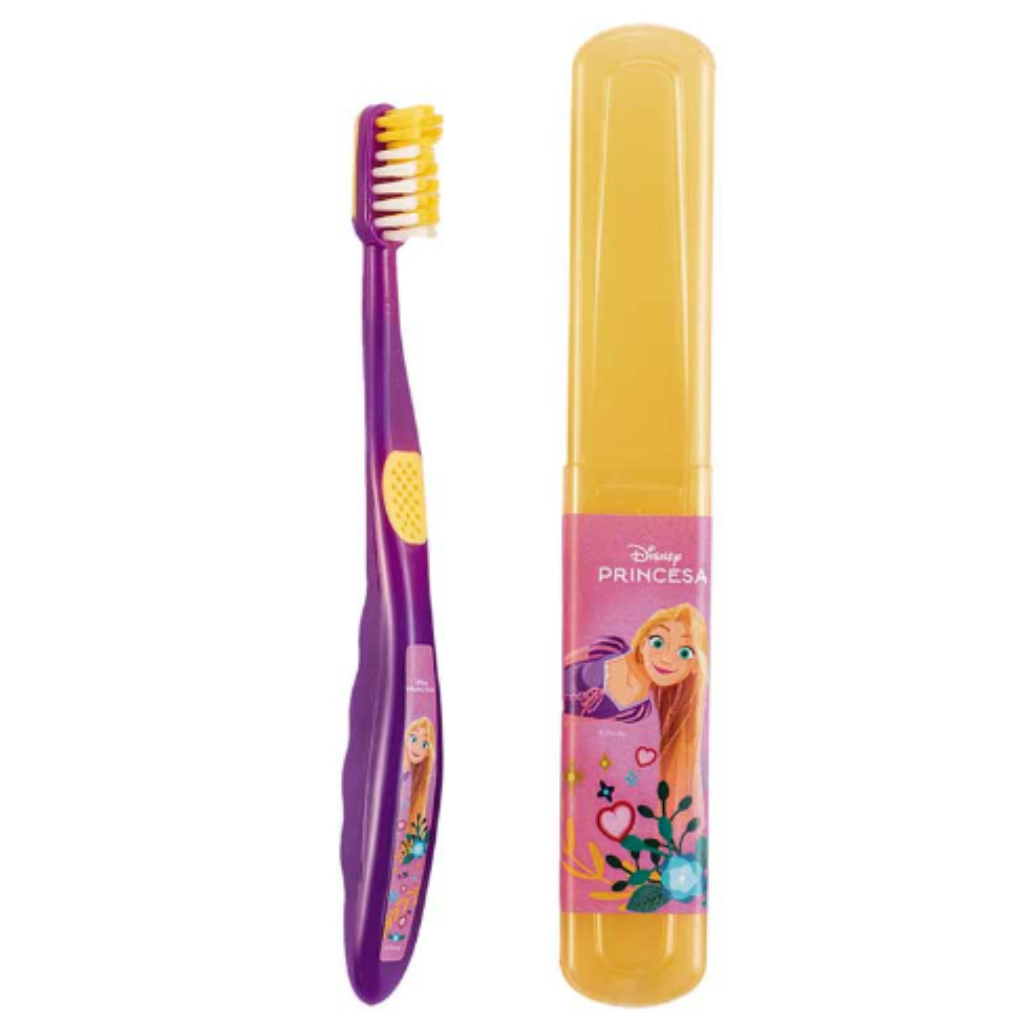 ESCOVA DE DENTE COM ESTOJO RAPUNZEL