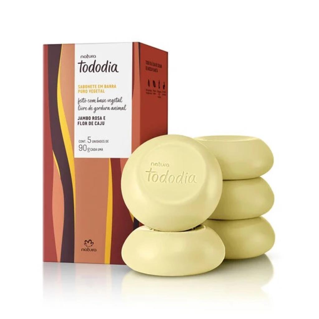 TODODIA SABONETE EM BARRA JAMBO ROSA E FLOR DE CAJU 5x90g