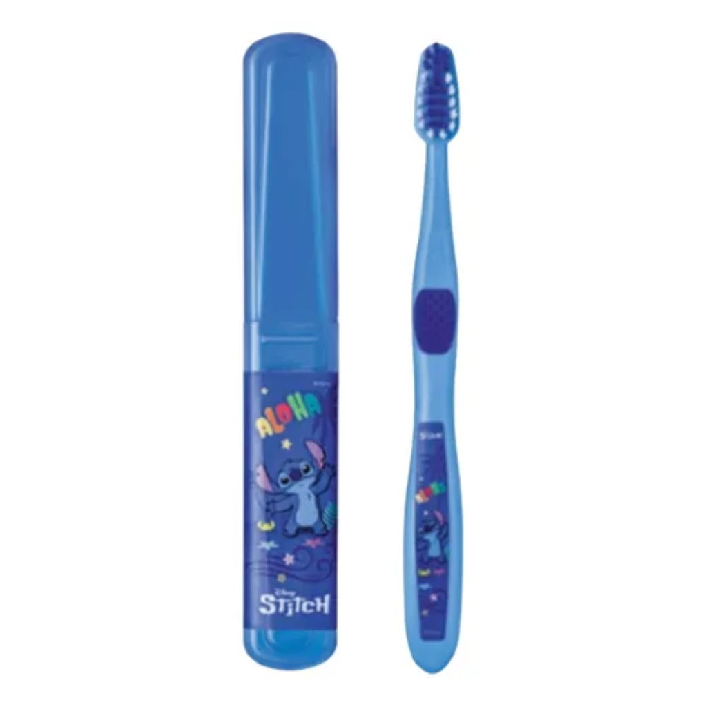 ESCOVA DENTAL COM ESTOJO STITCH AZUL
