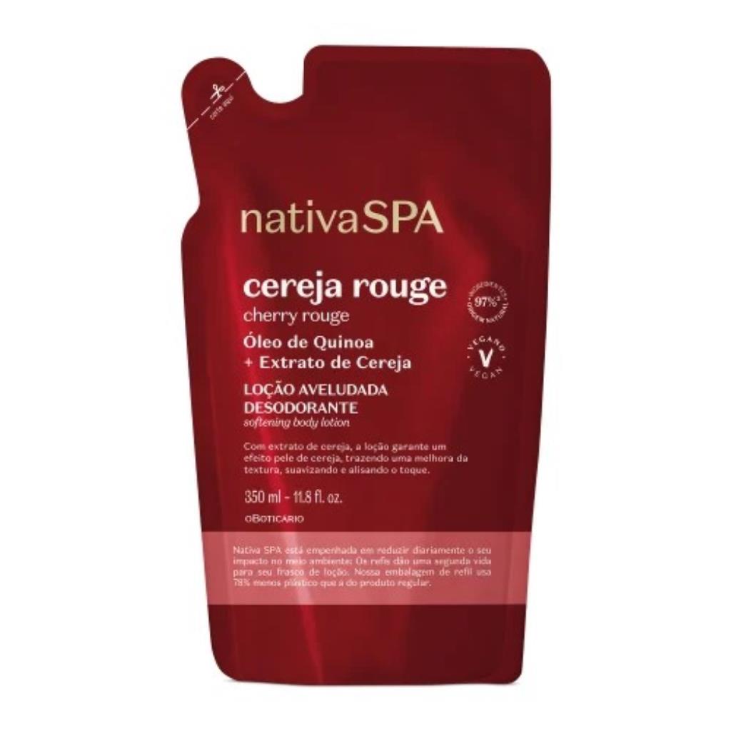 REFIL NATIVA SPA LOÇÃO DESODORANTE AVELUDADA CORPORAL CEREJA ROUGE 350Ml