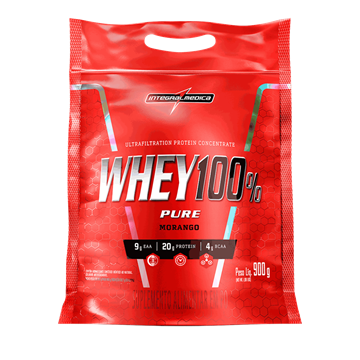 SUPER WHEY 100% PURE INTEGRALMEDICA 900G - MORANGO