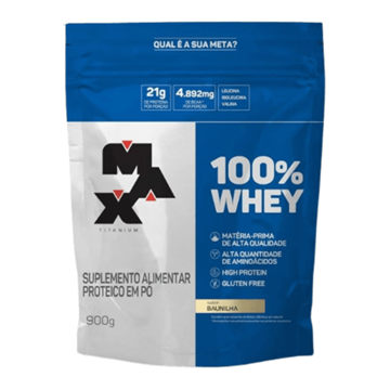 100% WHEY MAX TITANIUM 900G - BAUNILHA