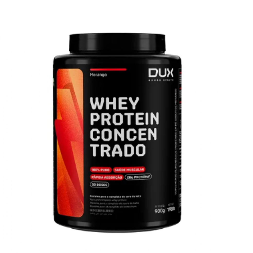 WHEY PROTEIN CONCENTRADO 900G DUX - MORANGO