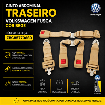 Cinto abdominal traseiro Volkswagen Fusca na cor Bege