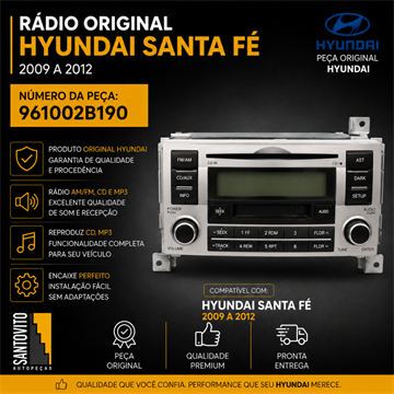 Radio Cd Hyundai Santa Fé 2009 A 2012 Original Am Fm Novo