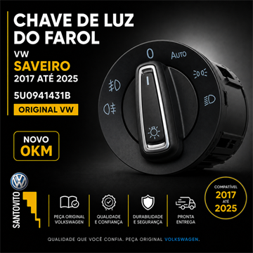 Botão chave de luz do farol Volkswagen Saveiro 2017 á 2026