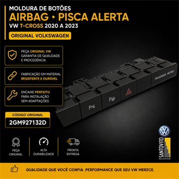 Moldura De Botoes Airbag Pisca Alerta Vw T-cross 2020 A 2023