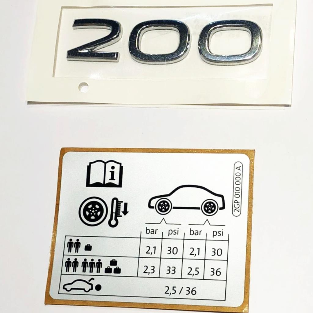 Emblema 200 Cromado Vw + Adesivo Pressão Pneu Nivus T-Cross Original