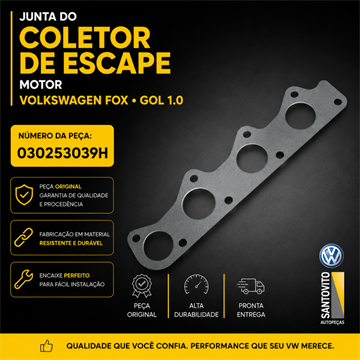 Junta do coletor de escape motor Volkswagen Fox Gol 1.0