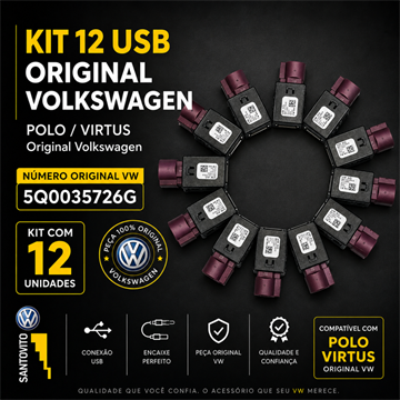 Entrada USB Volkswagen Polo Virtus Nivus T-Cross kit 12 peças