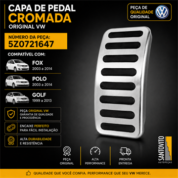Capa cromada do Pedal de acelerador Volkswagen Fox Polo Gol