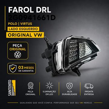 Farol de luz diurno Drl Lanterna Volkswagen Polo Virtus Original