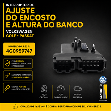 Interruptor de ajuste do encosto e altura do banco Volkswagen Golf Passat