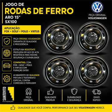 Jogo de roda de ferro aro 15 Volkswagen Polo Fox Cross Foc Space