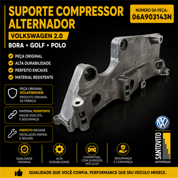 SUPORTE COMPRESSOR / ALTERNADOR GOLF /  NEW BEETLE / BORA / POLO SEDAN/HATCH 2.0 FLEX