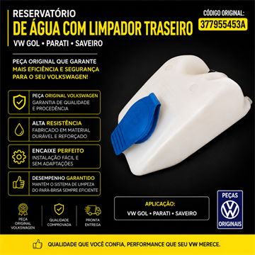 RESERVATÓRIO DE AGUA GOL/PARATI BOMBA C/ LIMPADOR TRASEIRO 1994/2010