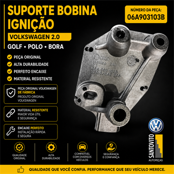 SUPORTE BOBINA IGNIÇÃO GOLF /  NEW BEETLE / BORA / POLO SEDAN/HATCH 2.0 FLEX
