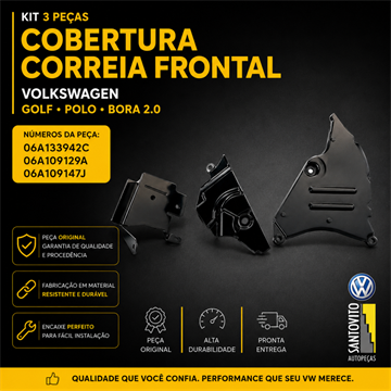 KIT COBERTURA CORREIA FRONTAL INFERIOR GOLF /  NEW BEETLE / BORA / POLO SEDAN/HATCH 2.0 FLEX