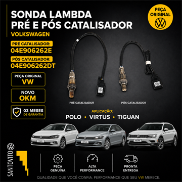Kit Sonda lambda PRÉ e PÓS catalisador Original Volkswagen Polo Golf Jetta T-cross
