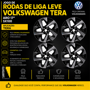 Roda Volkswagen Tera Tsi Aro 17 5x100 Preto Jogo 4peças