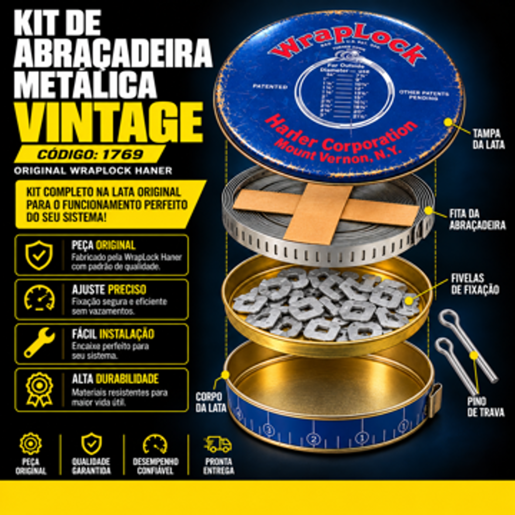 Kit de abraçadeira metalica Wraplook Hanler Vintage completo