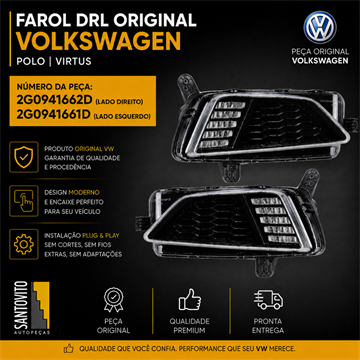 Par Farol Diurno *** DRL*** Vw Polo Virtus Original 2g0941662