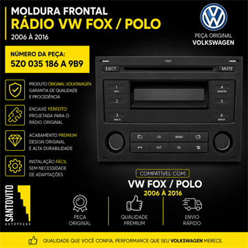 Moldura Do Painel Radio Volks Polo Fox 2006 A 2016 Original