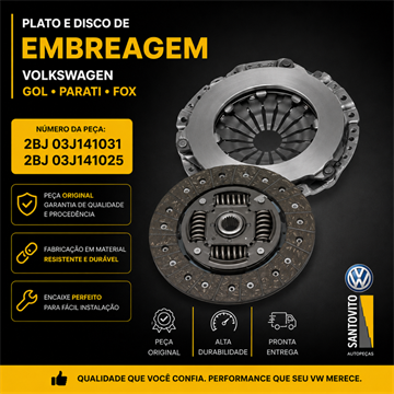 Plato e Disco de embreagem Volkswagn Gol Parati Fox