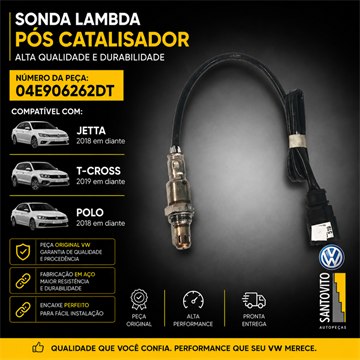 Sonda lambda pós catalisador Volkswagen Golf Jetta T-Cross Tiguan