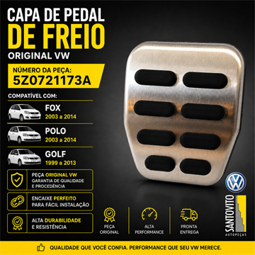 Capa cromada do pedal de freio Volkswagen Fox Polo Golf Voyage