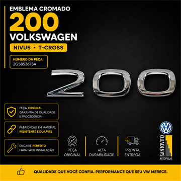 Emblema 200 cromado Volkswagen Nivus T-Cross