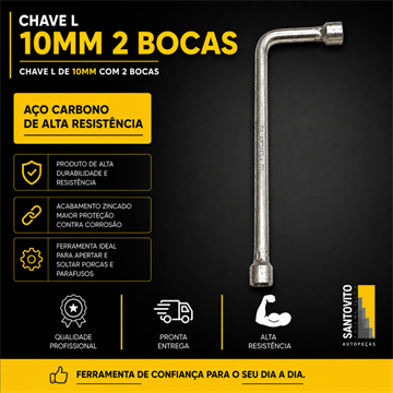 Chave L 10mm 2 bocas Fercay