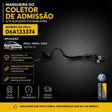 angueira Coletor Admissao Vw 2.0 Polo Golf Bora 06a133374