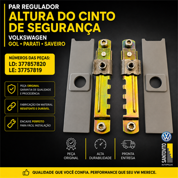 Par de regulagem da altura do cinto de segurança com capa VW Gol Parati Saveiro
