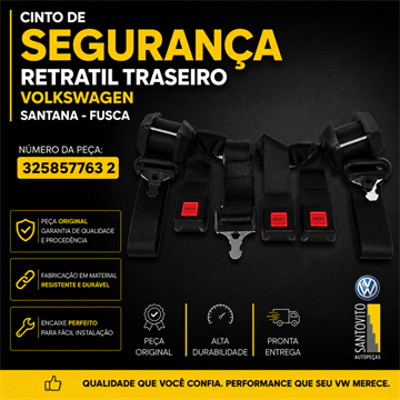 CINTO SEGURANÇA RETRATIL TRASEIRO PRETO