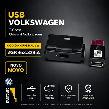 Conector Porta Usb Capa Vw Completo T-Cross 2GP863324a