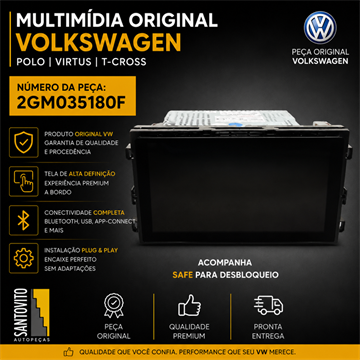 Multimídia Vw Polo Virtus T-cross 10'' 2gm035180f Novo Preto
