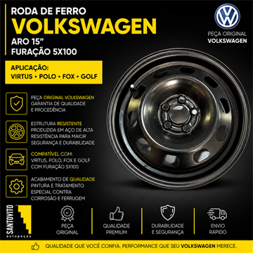 Roda de ferro Volkswagen aro 15 5x100 Fox Space Cross Fox