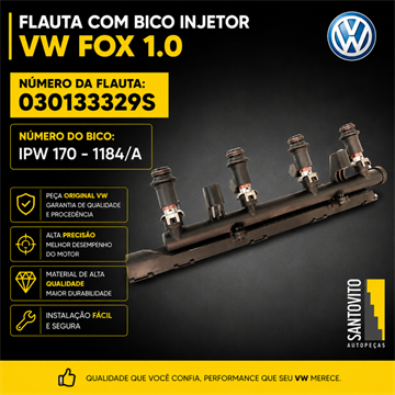 Bico Injetor com Flauta completo Volkswagen Fox 1.0 8V