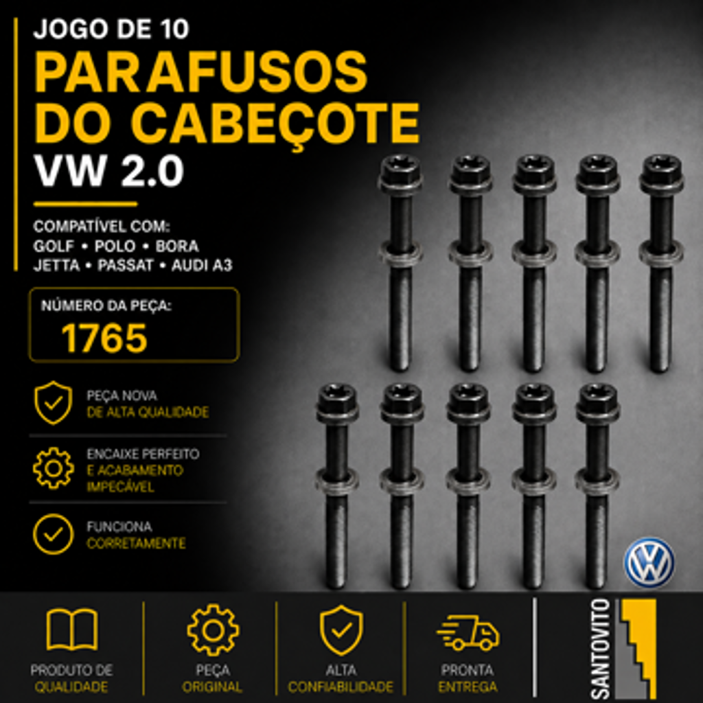 Jogo de 10 parafusos do cabeçote Volkswagen Golf Polo Bora Jetta 2.0