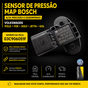Sensor de pressão MAP Bosch Vw Polo Fox Golf Jetta Gol