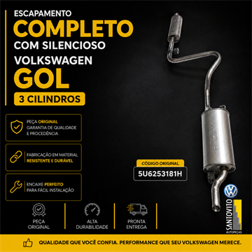 Escapamento completo com silencioso Vw Gol 3 cilindros 2017 á 2023 original