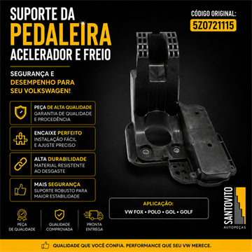 Suporte da pedaleira Volkswagen Freio e acelelador Fox Polo Golf Saveiro