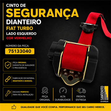 Cinto De Segurança Dianteiro Vermelho Fiat Turbo Lado Esquerdo