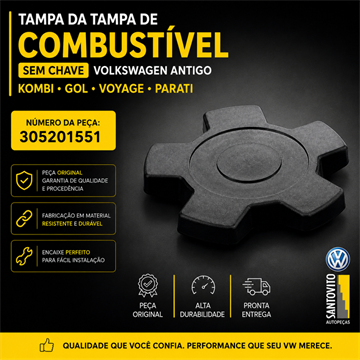 Tampa de Combustivel sem chave Volkswagen Kombi Gol Parati Voyage
