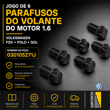Kit 06 Parafusos Volante Motor Vw Fox 1.6 8v 2007 030105271j