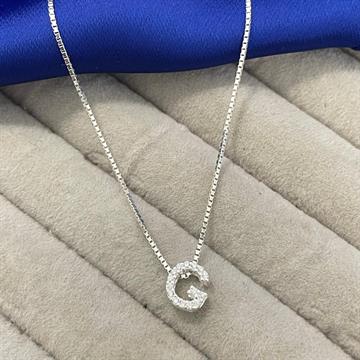 PINGENTE LETRA G GALERIA COM ZIRCONIA CRISTAL