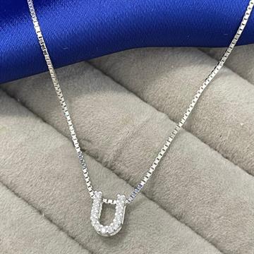 PINGENTE LETRA U GALERIA COM ZIRCONIA CRISTAL